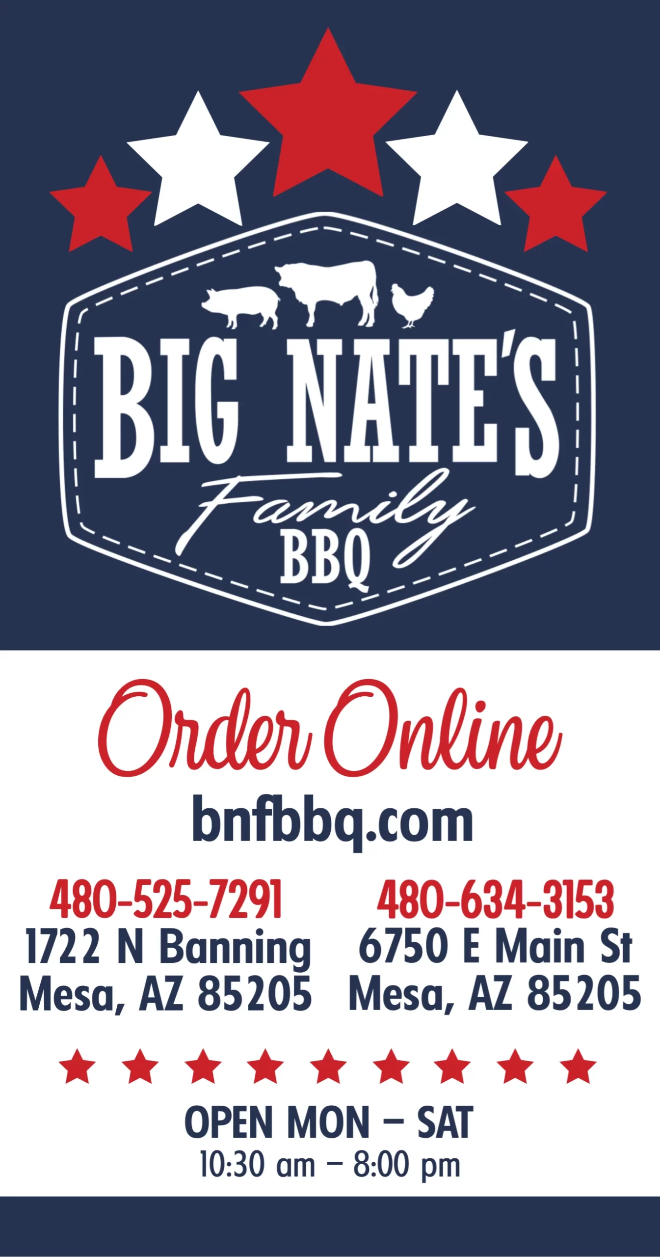 Big Nate's Family BBQ Menu